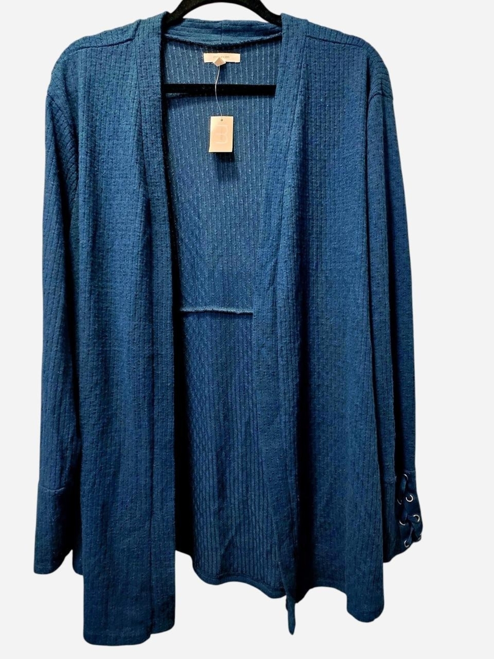 NWT Maurices Teal Lace Up Cuff Ribbed Cardigan Sweater Plus Size 3X